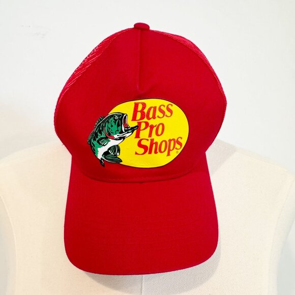 Bass Pro Shops Red Graphic Adjustable Trucker Hat Outdoors Casual Fish One Size - Picture 1 of 8